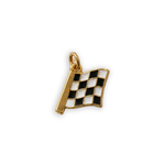 Checkered flag finish line charm with black and white enamel, 18K gold plated – Gabriela Ceballos