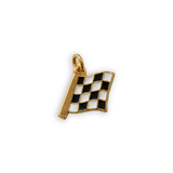 Checkered flag finish line charm with black and white enamel, 18K gold plated – Gabriela Ceballos