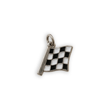 Checkered flag finish line charm with black and white enamel, silver plated – Gabriela Ceballos