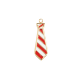 Red Striped Tie Charm - 18K Gold Plated