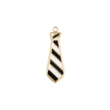 Black Striped Tie Charm - 18K Gold Plated