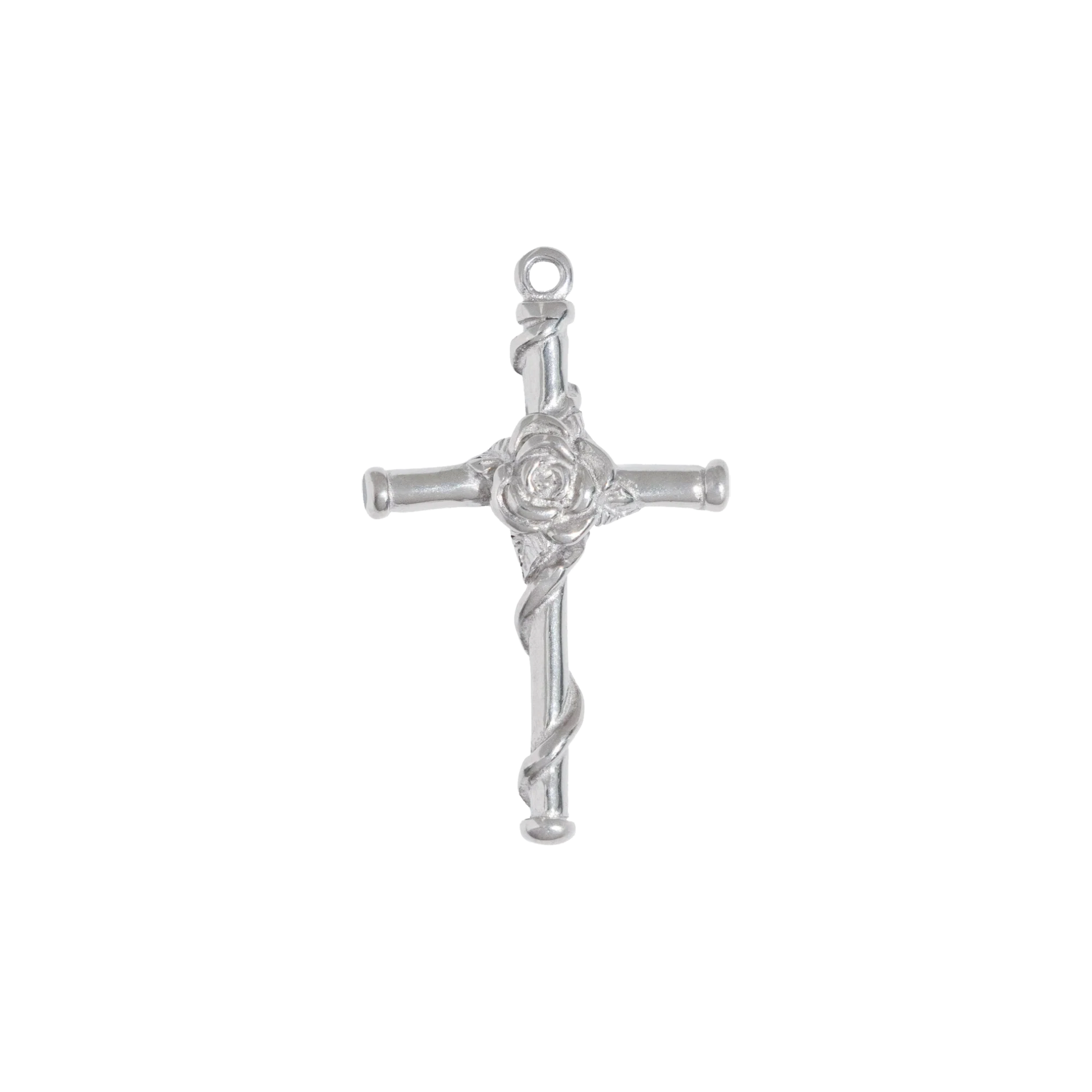 Silver Rose Cross