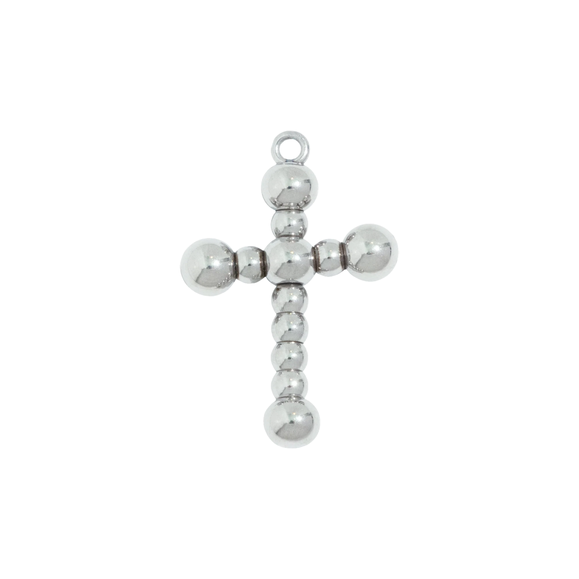 Silver Beaded Cross
