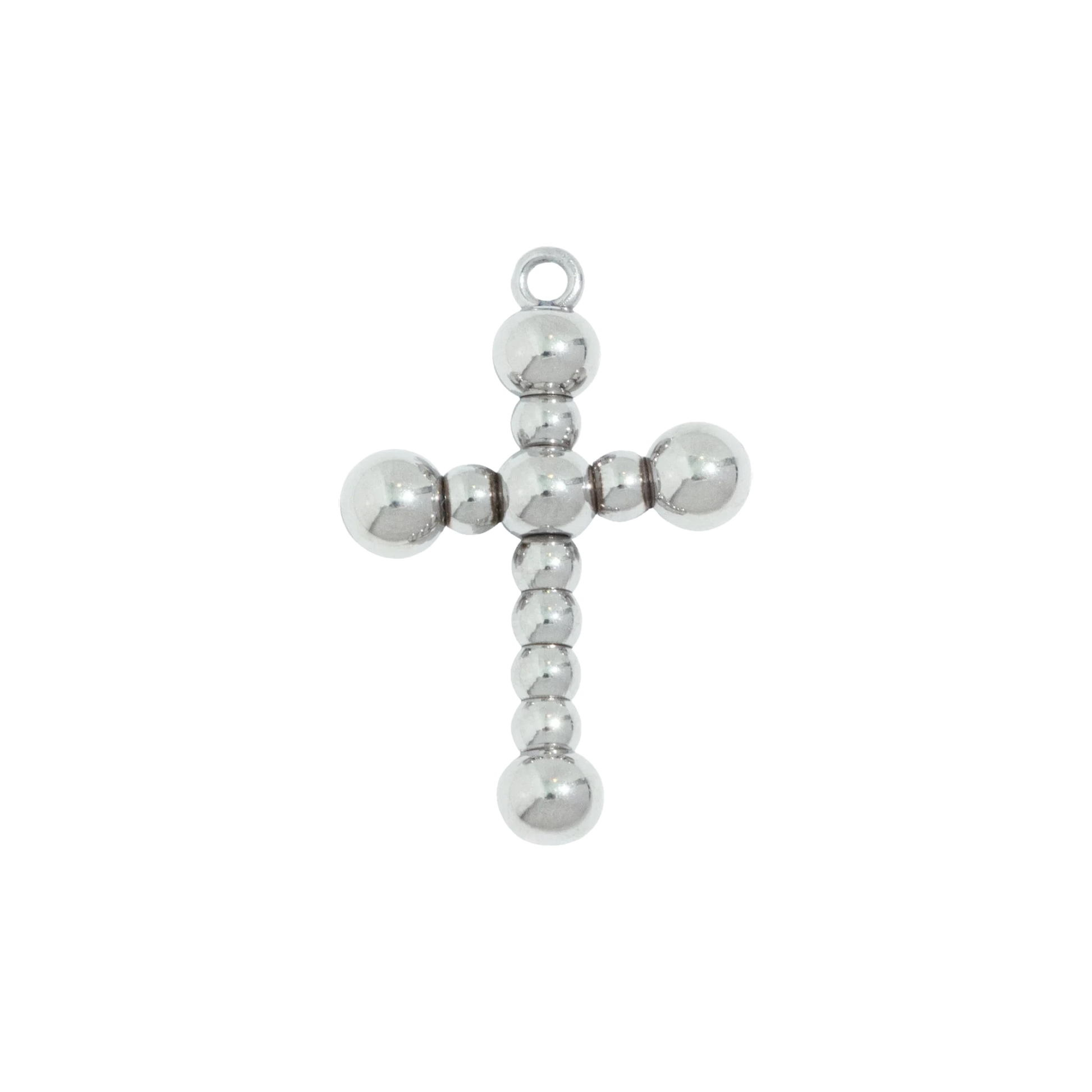 Silver Beaded Cross