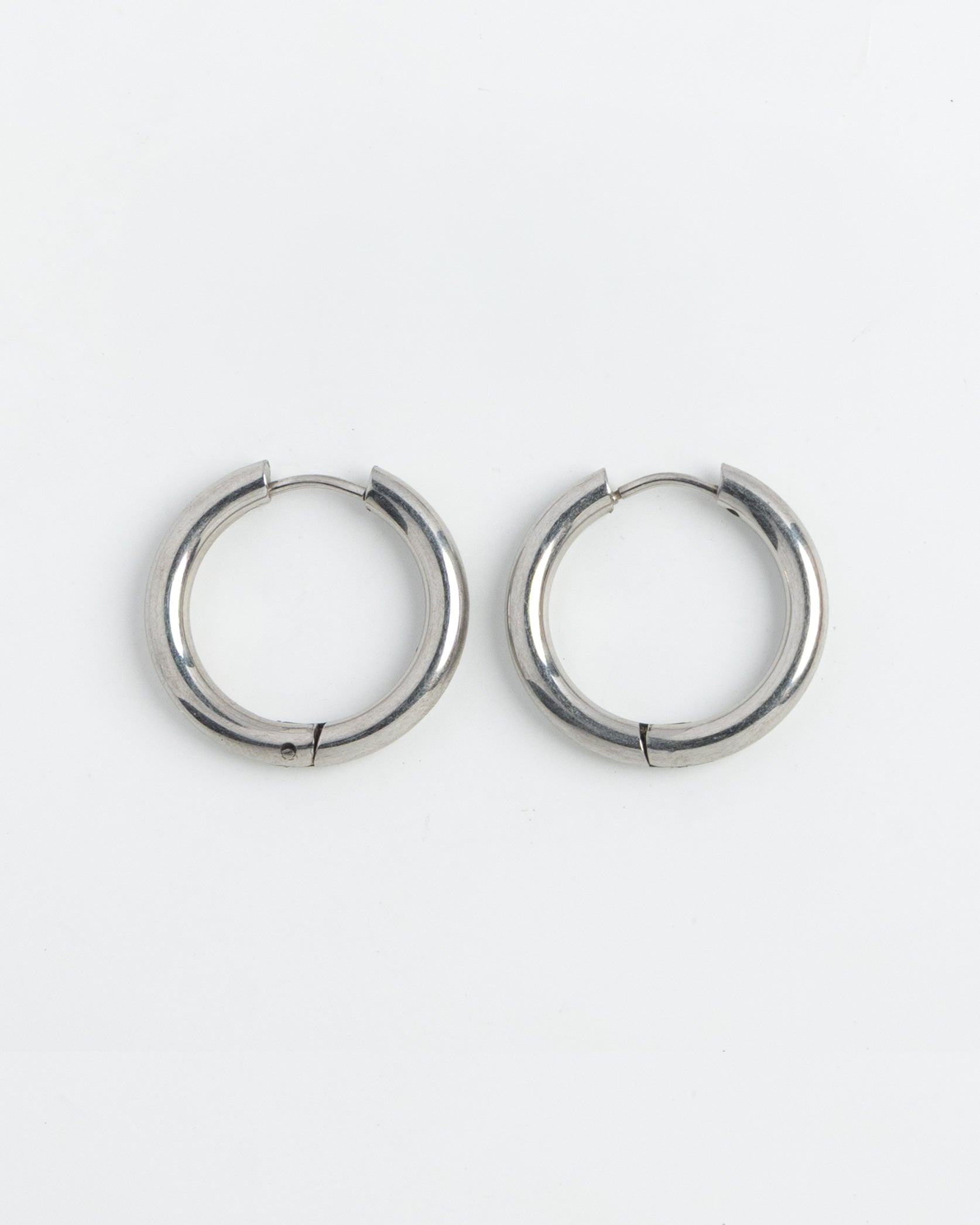 Chunky Silver Huggie Hoop Earrings, product photo