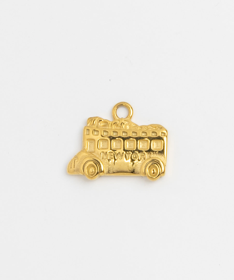 Gold New York double decker bus charm