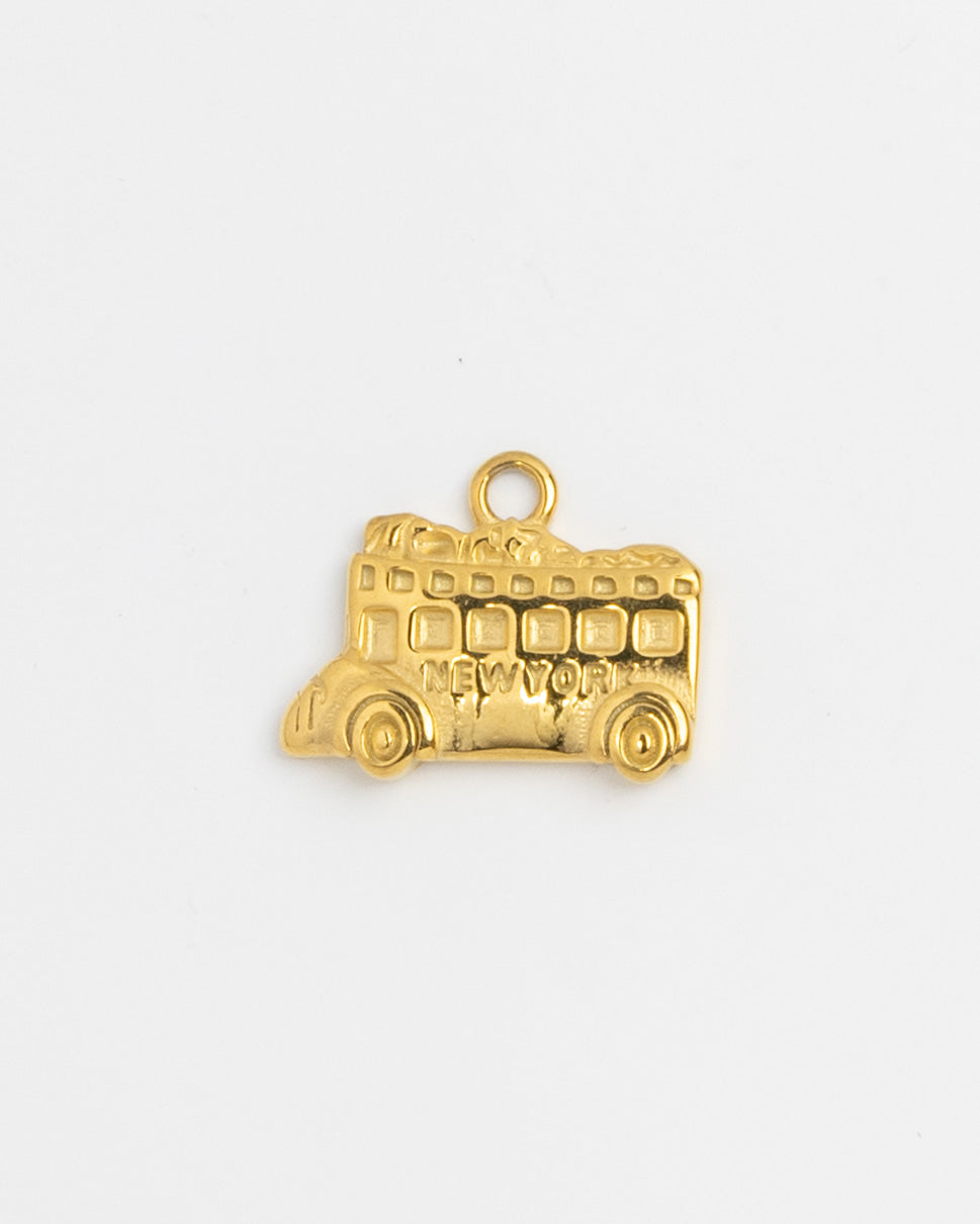 Gold New York double decker bus charm