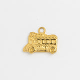 Gold New York double decker bus charm