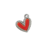 Silver Studded Red Heart Charm