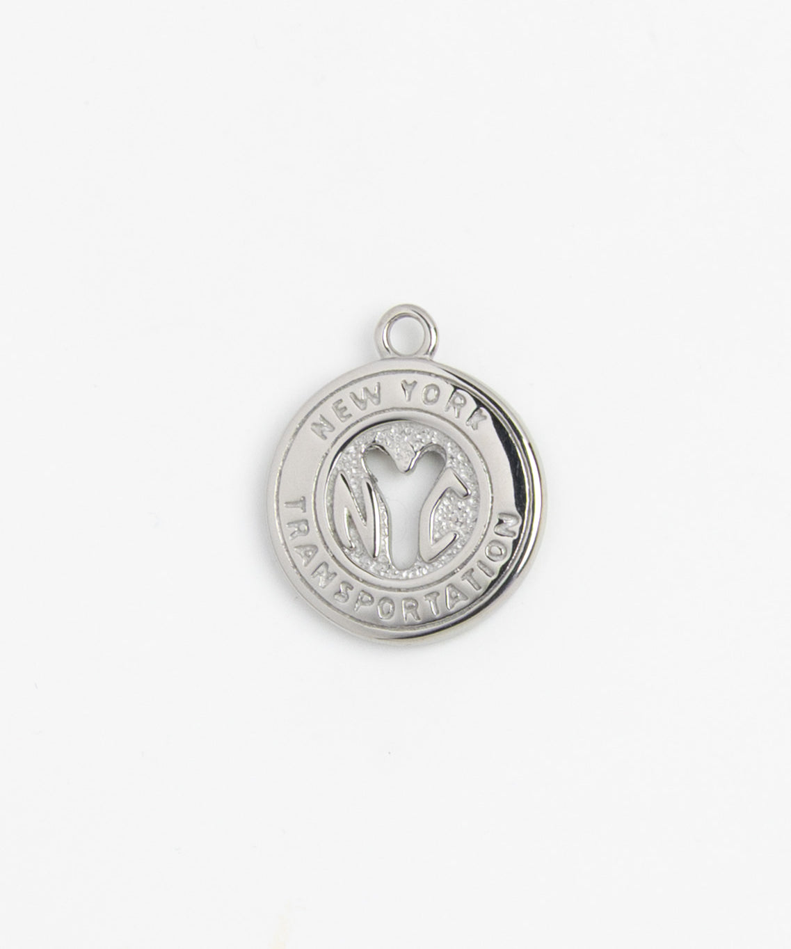 Silver NYC subway token charm