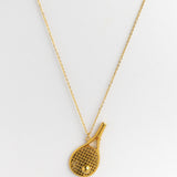 Gold Tennis Racket & Ball Necklace product photo