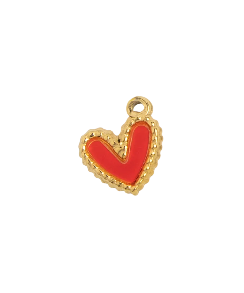 Gold Studded Red Heart Charm