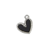 Silver Studded Black Heart Charm