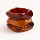 Amber Tortoiseshell Wave Bangle Trio - set of 3 stacking bangles, product photo