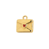Gold Red Heart Envelope Charm