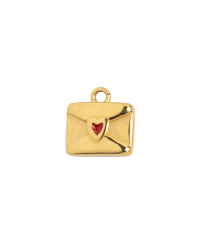 Gold Red Heart Envelope Charm