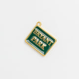 Green enamel Bryant Park tag charm