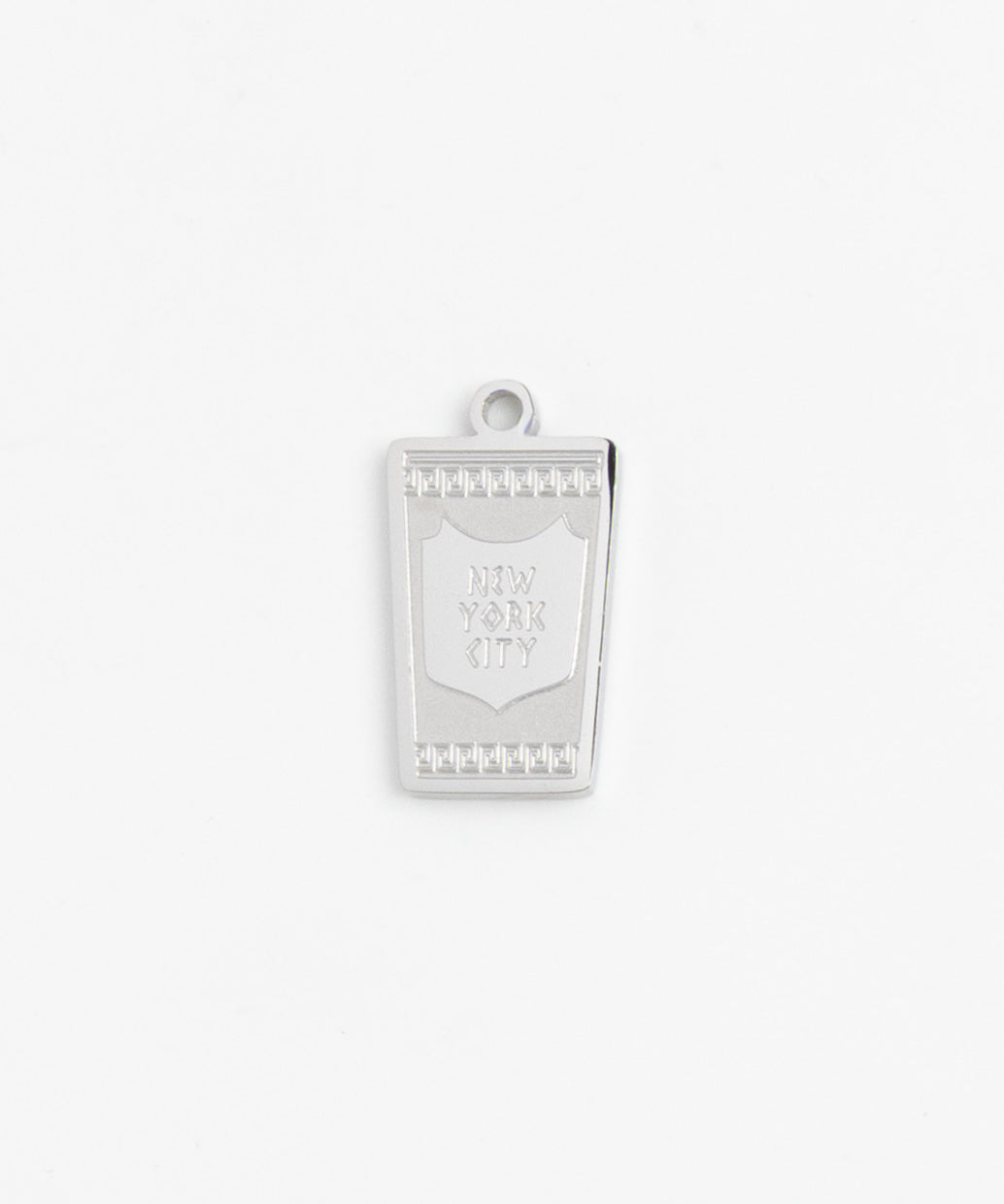 Silver New York City shield tag charm