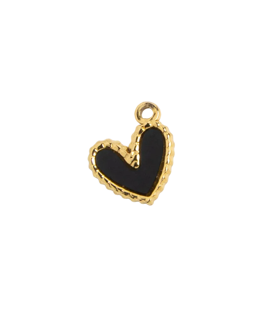 Gold Studded Black Heart Charm
