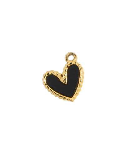 Gold Studded Black Heart Charm