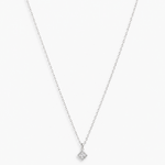 Silver diamond solitaire pendant necklace