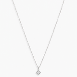 Silver diamond solitaire pendant necklace
