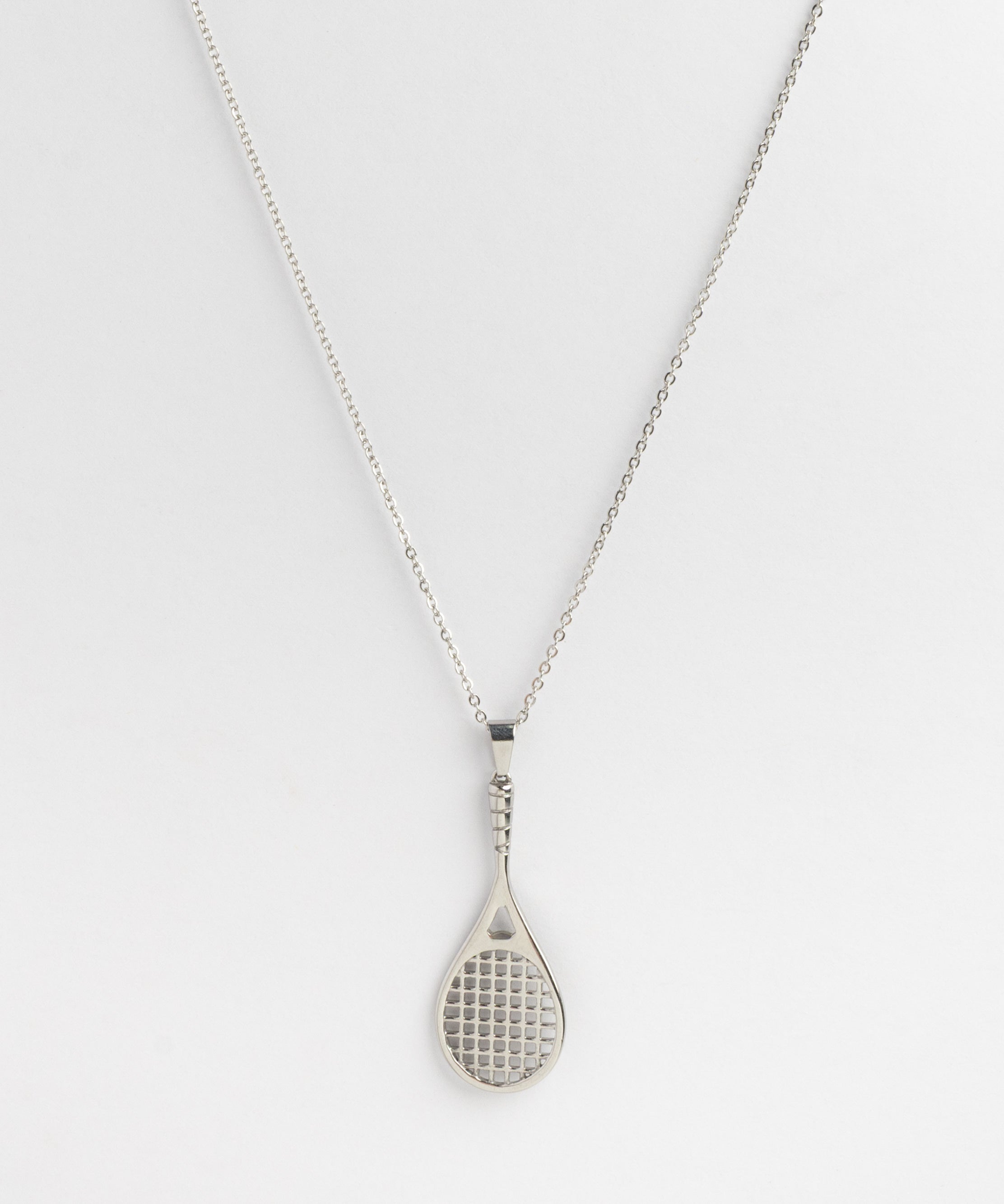 Silver Tennis Racket Necklace product photo