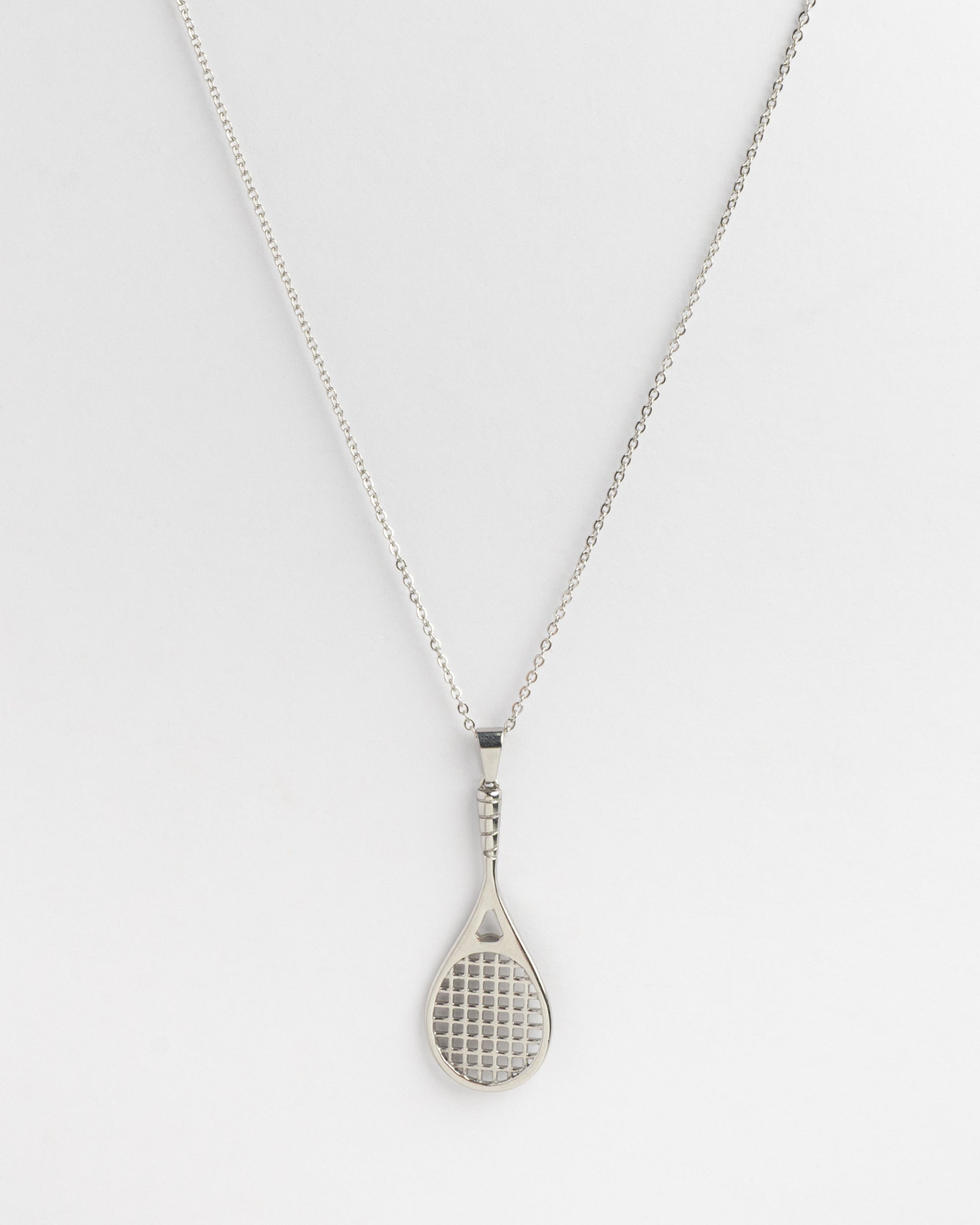 Silver Tennis Racket Necklace product photo