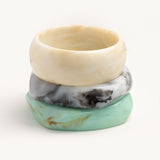 Ivory, Charcoal & Mint Wave Bangle Trio - set of 3 stacking bangles, product photo