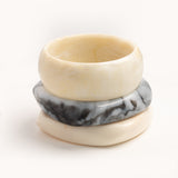 Ivory & Charcoal Marble Wave Bangle Trio - set of 3 stacking bangles, product photo