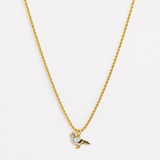 Gold rope chain necklace with enamel pigeon charm pendant