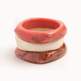 Rose, Ivory & Terracotta Wave Bangle Trio - set of 3 stacking bangles, product photo