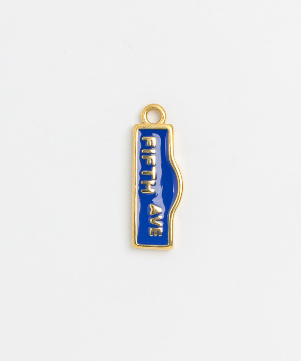 Blue enamel Fifth Ave street sign charm