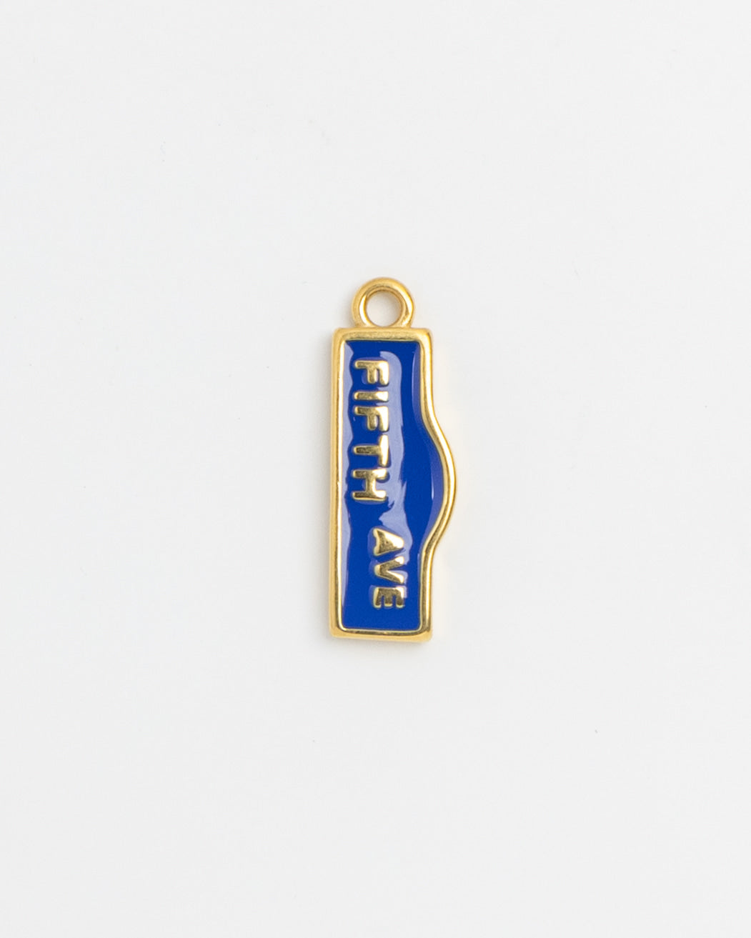 Blue enamel Fifth Ave street sign charm