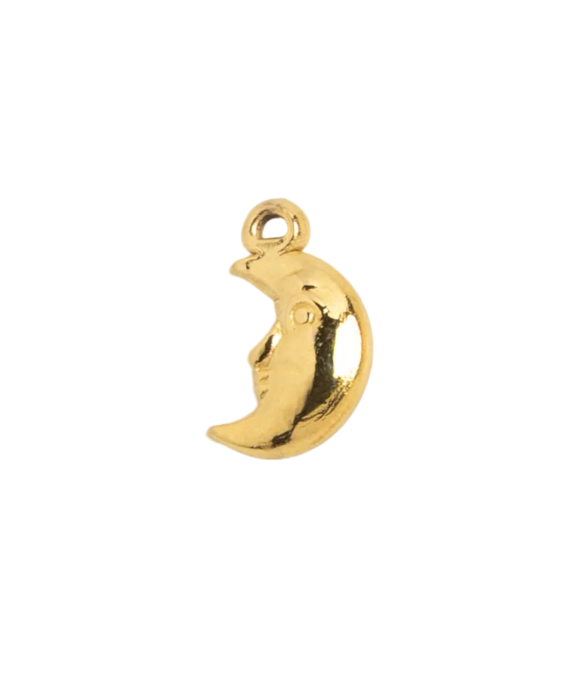 Gold Moon Face Charm