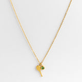 Gold Tennis Racket & Crystal Charm Necklace product photo