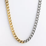 Two-tone gold and silver curb chain necklace