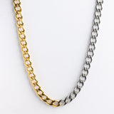 Two-tone gold and silver curb chain necklace