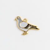 Gray and black enamel NYC pigeon charm