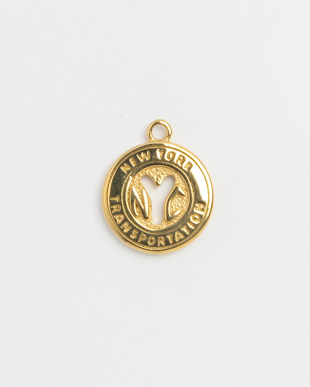 Gold NYC subway token charm