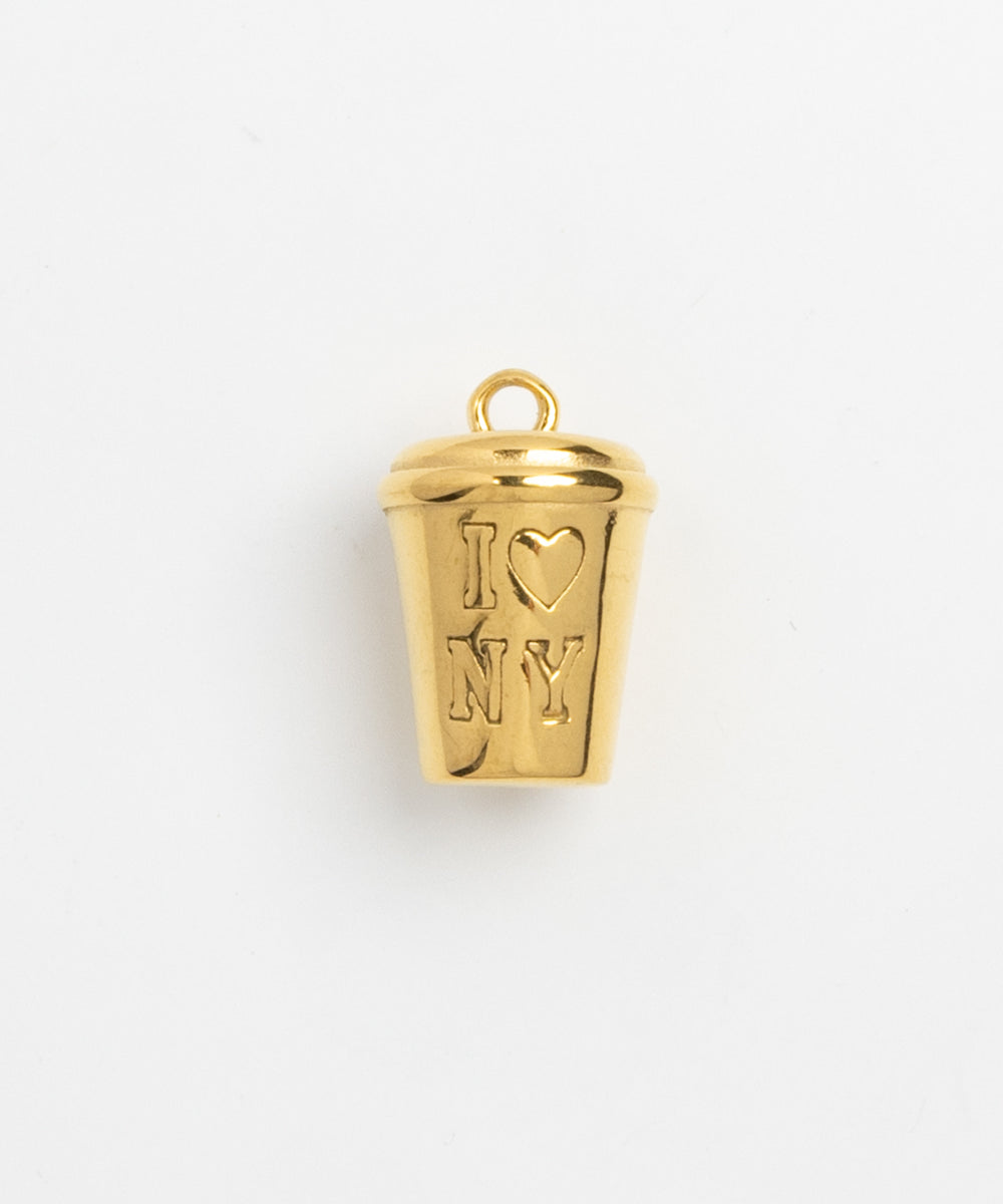 Gold I Heart NY coffee cup charm