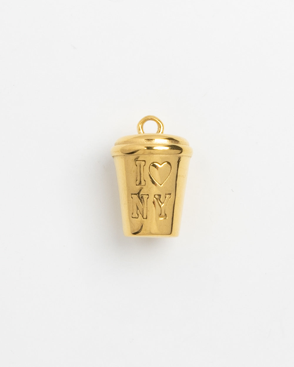 Gold I Heart NY coffee cup charm