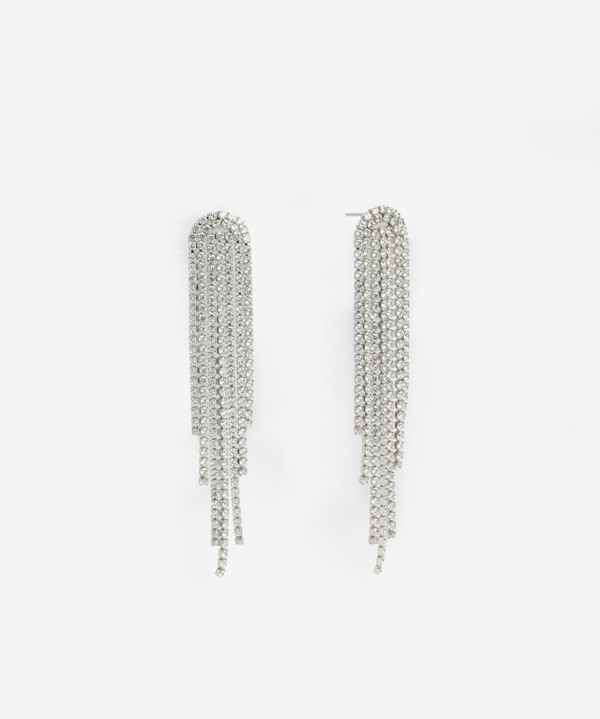 Silver Crystal Fringe Earrings product photo