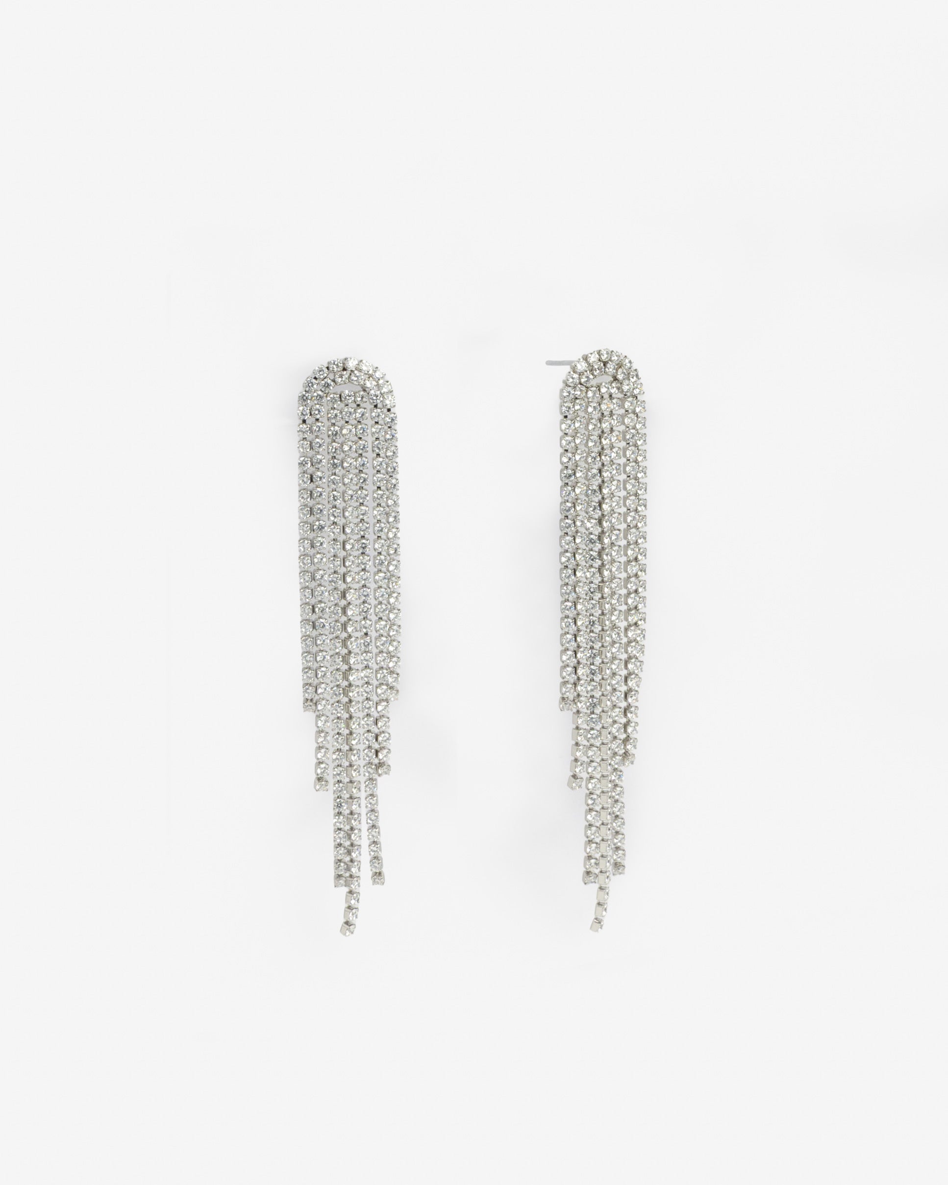 Silver Crystal Fringe Earrings product photo