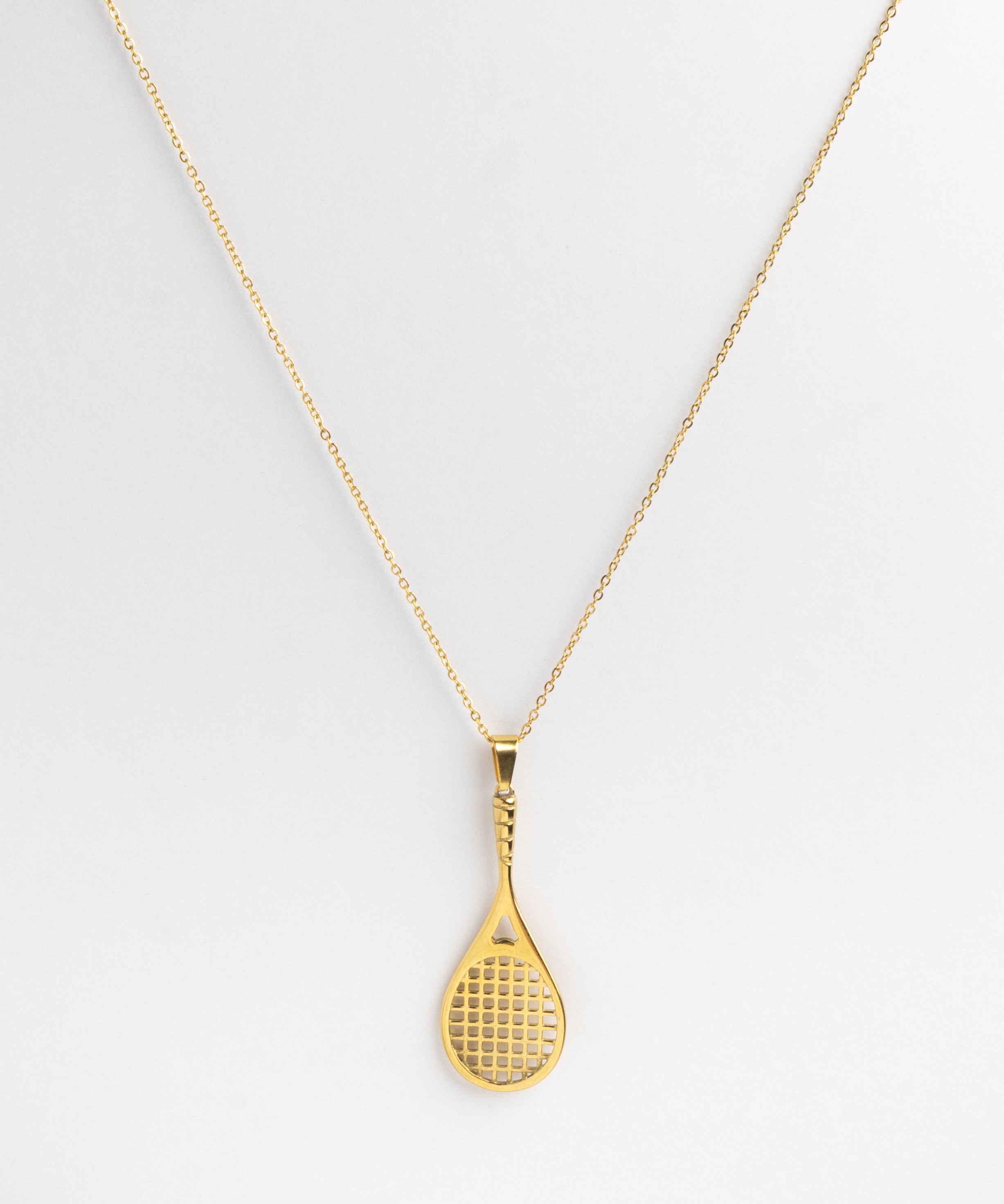 Gold Tennis Racket Necklace product photo