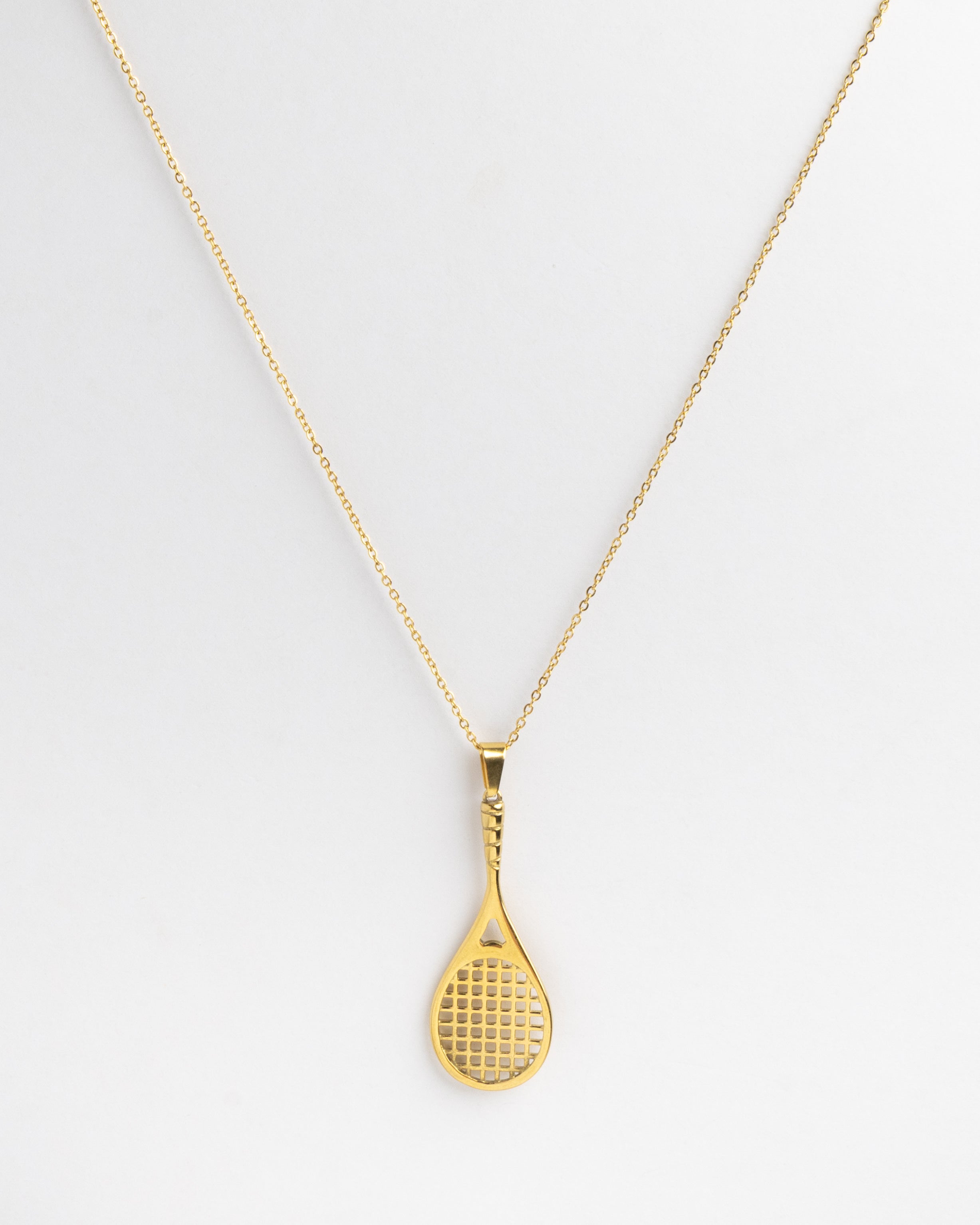Gold Tennis Racket Necklace product photo