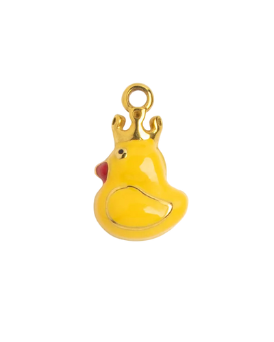 Gold Crowned Chicken Charm