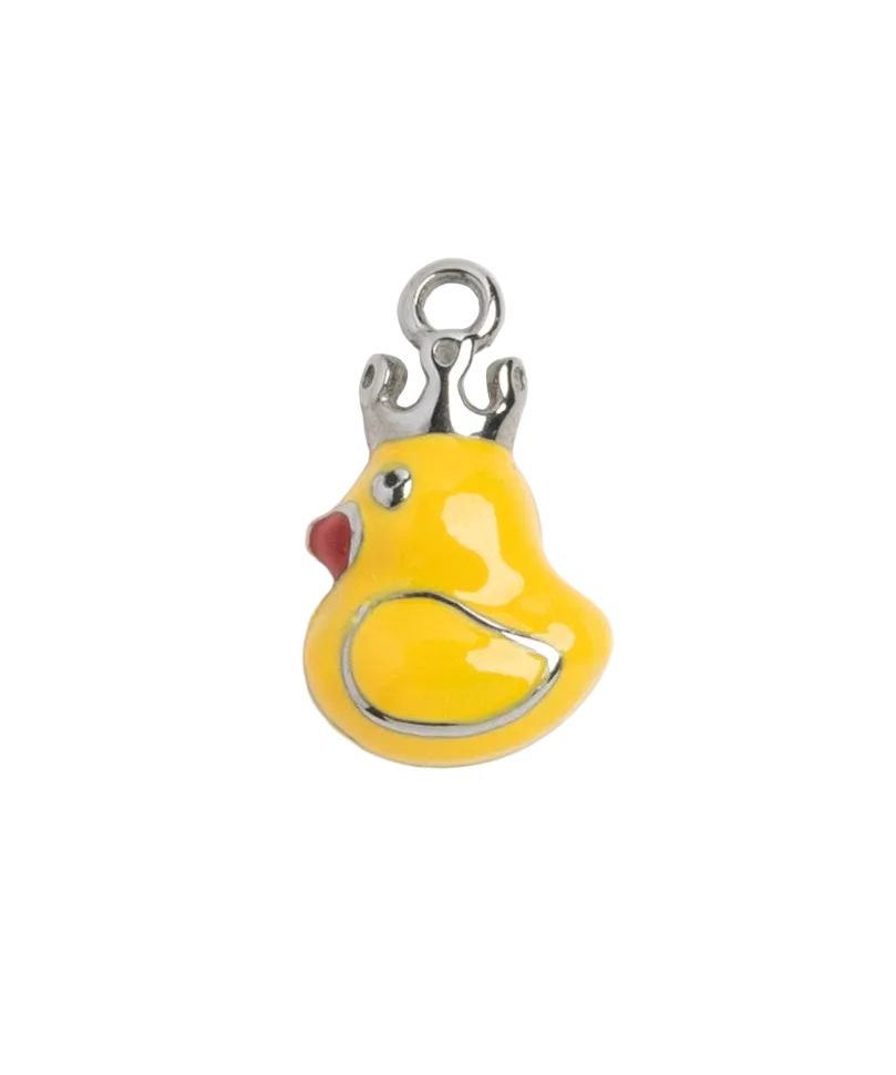 Silver Crowned Chicken Charm