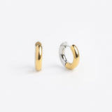 Two-tone gold and silver huggie hoop earrings