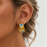 Gold Evil Eye Enamel Huggie Earrings